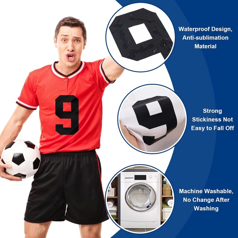 LIGHOON 33 Pcs 8 Inch Iron on Numbers Jersey Heat Transfer Numbers Big 0 to 9 Heat Press Numbers Stickers for Sports T Shirts Football Basketball Baseball Team Uniform Fabric Clothing (Black) - Image 4